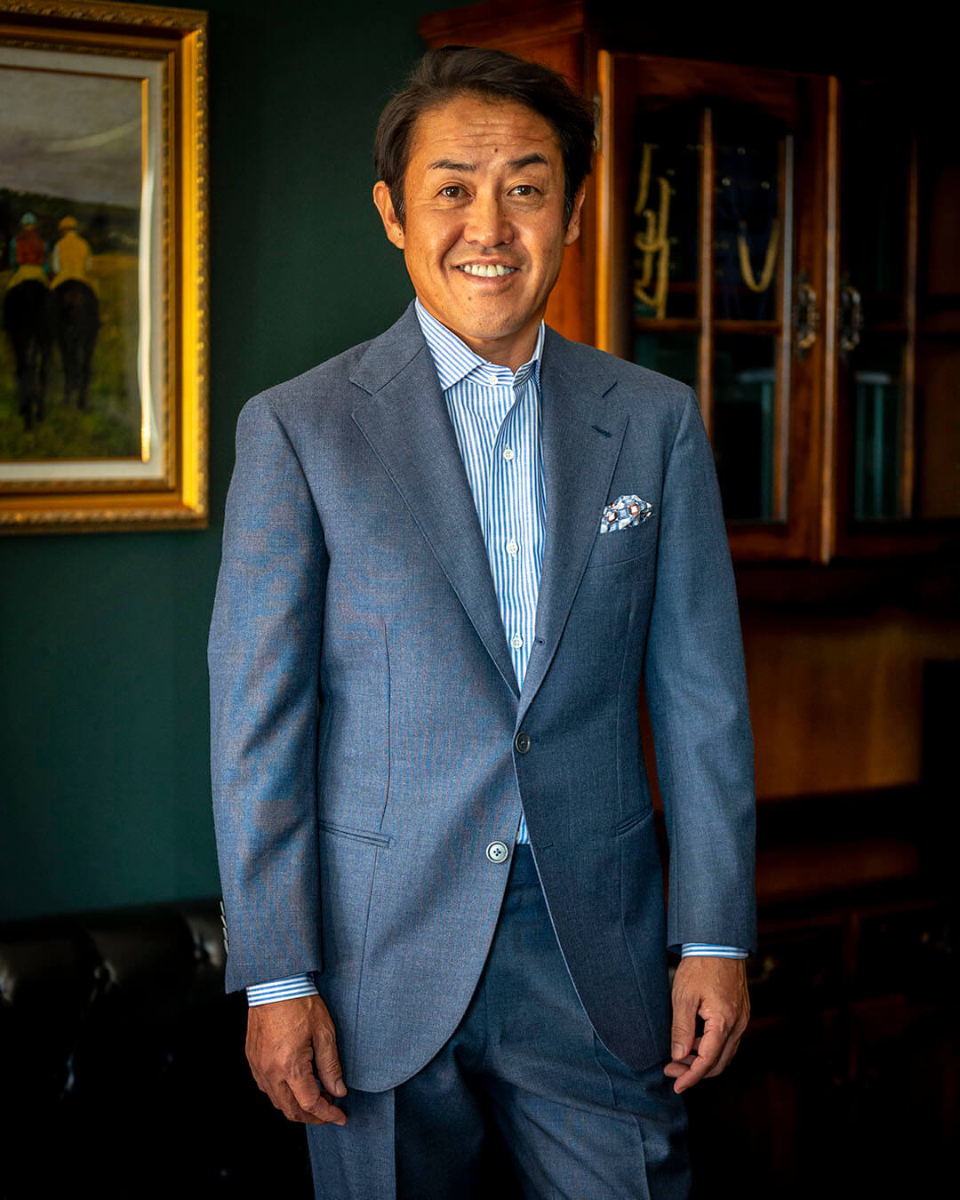 姫路の山田様のオーダースーツ 英国製目付300g平織り服地 ハリソンズ
