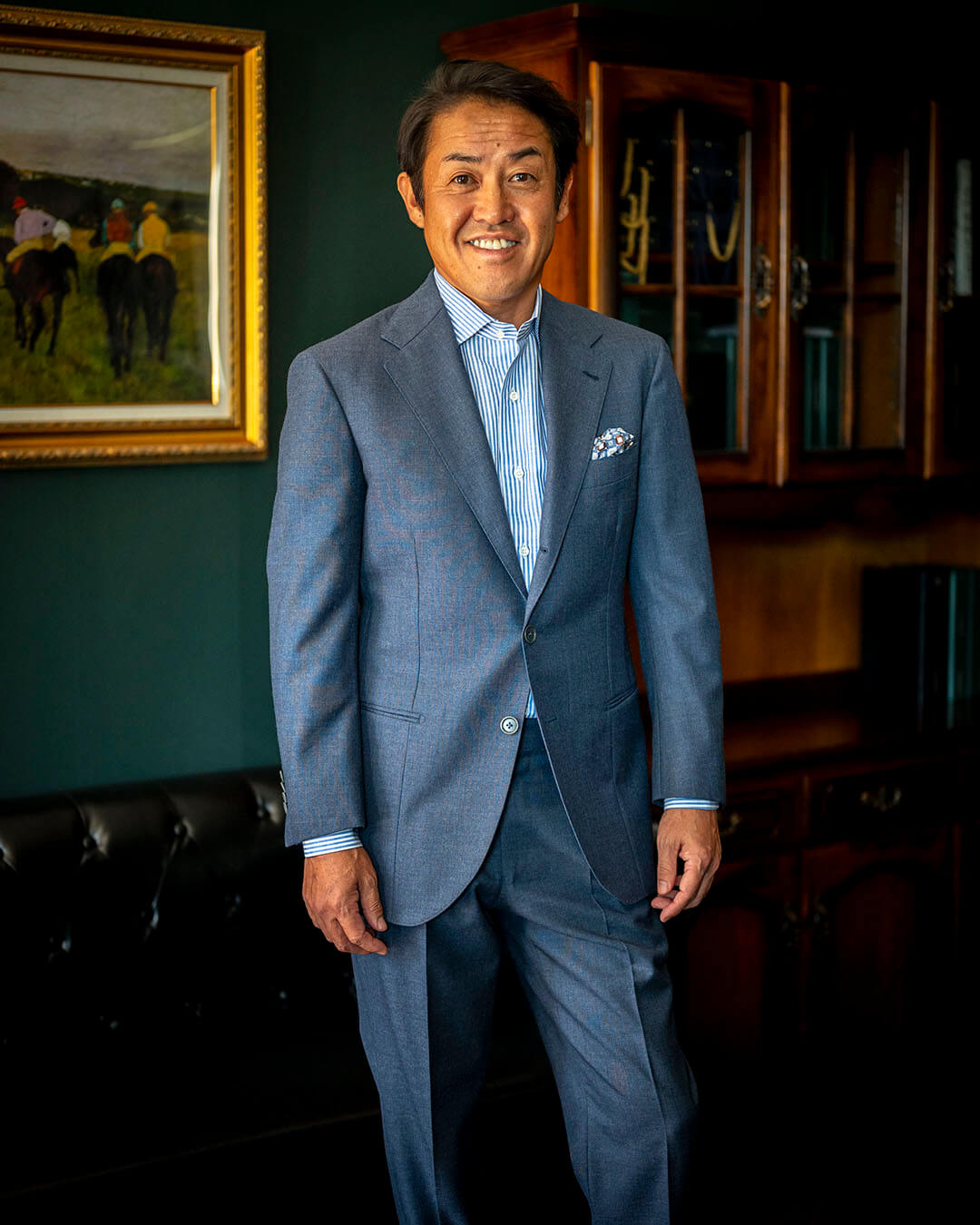 姫路の山田様のオーダースーツ 英国製目付300g平織り服地 ハリソンズ