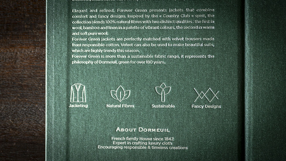 【DORMEUIL】FOREVER GREEN (フォーエバーグリーン) 快適さとエレガンスを融合させたジャケット & トラウザーズコレクション