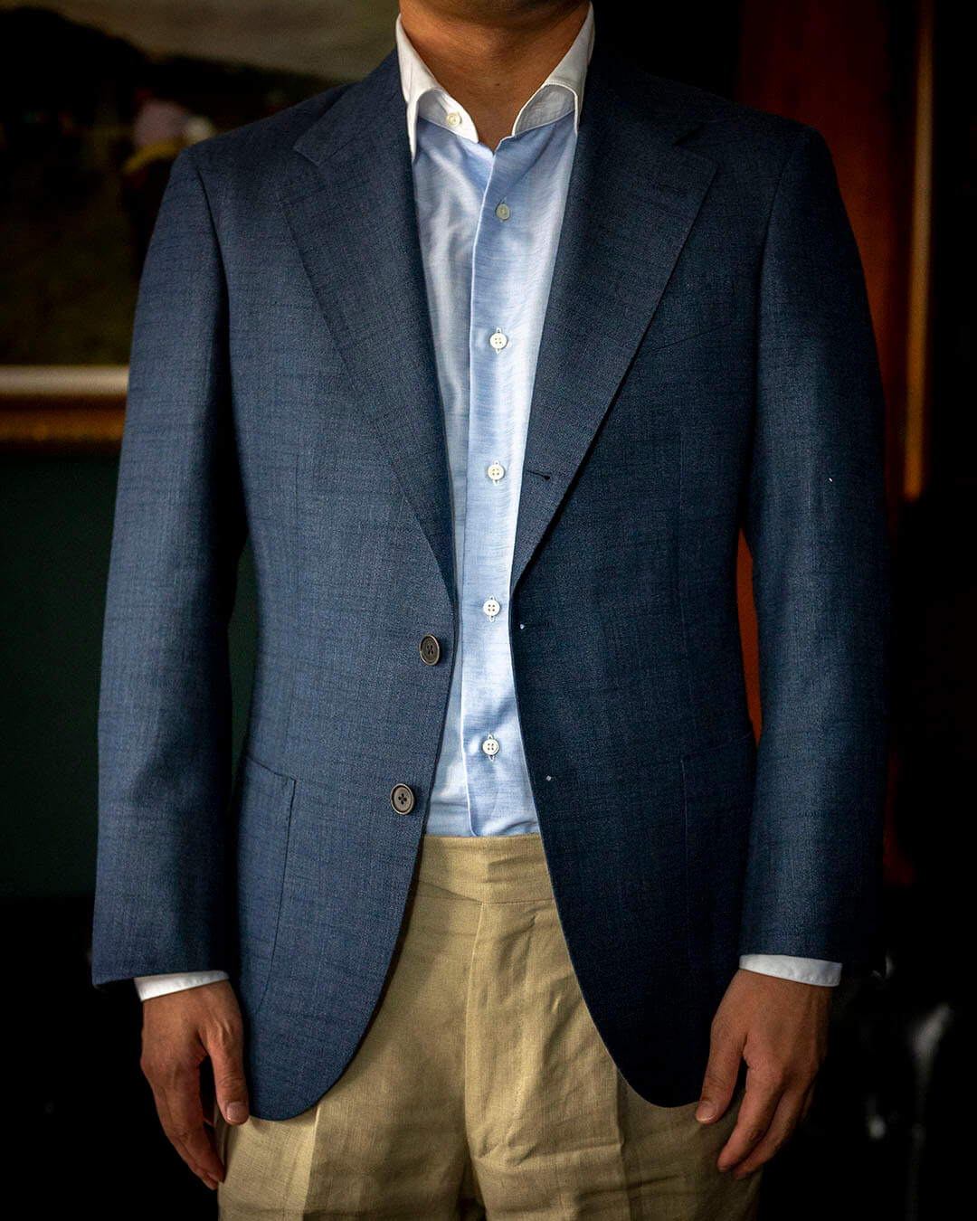 【T様 仕上がり例】DORMEUIL NATURALS の春夏ネイビージャケット｜ 奥行きのある色味 & 軽い着心地