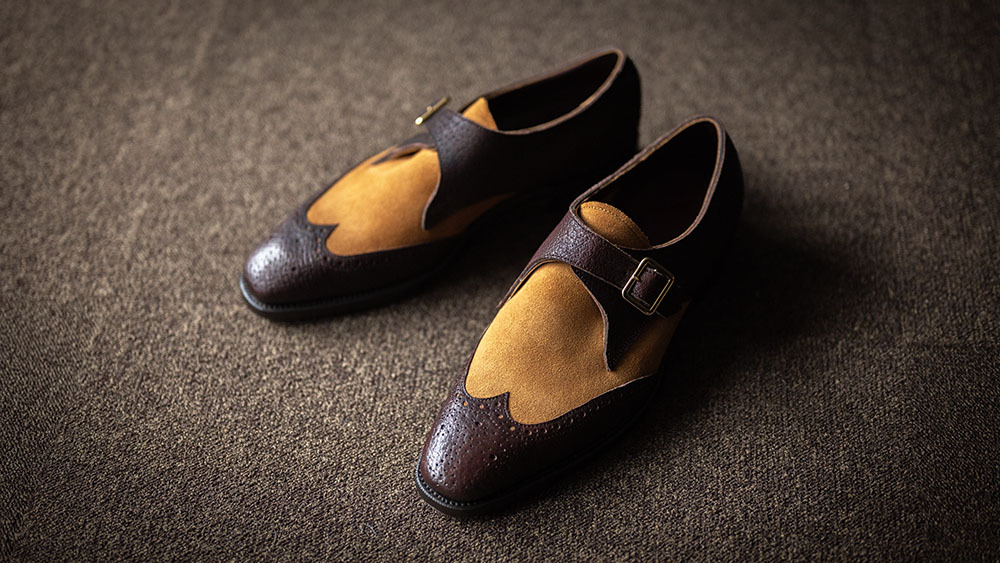 6カ月待ちで仕上がった一足。イノシシとスウェードが織りなす異素材の調和がとれたオーダーシューズ
