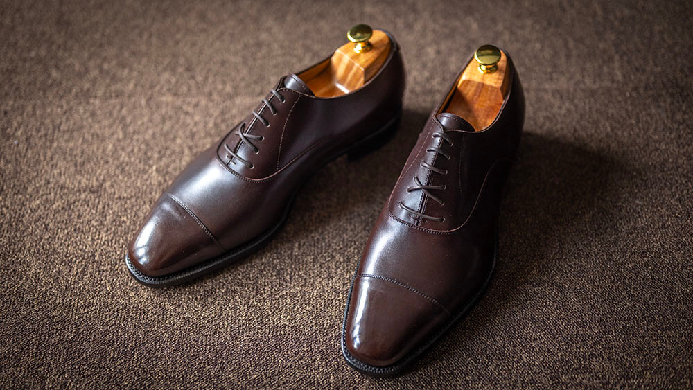 【オーダーシューズ仕上がり】ボックスカーフでお作りした2足のストレートチップ