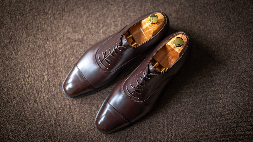 【オーダーシューズ仕上がり】ボックスカーフでお作りした2足のストレートチップ