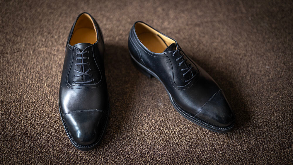 【オーダーシューズ仕上がり】ボックスカーフでお作りした2足のストレートチップ
