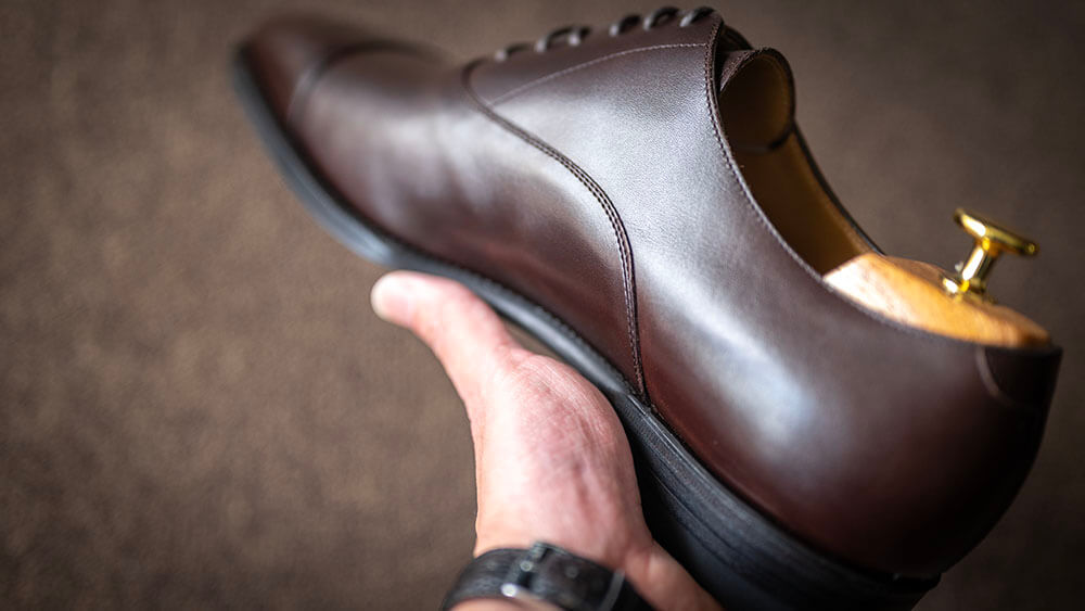 【オーダーシューズ仕上がり】ボックスカーフでお作りした2足のストレートチップ