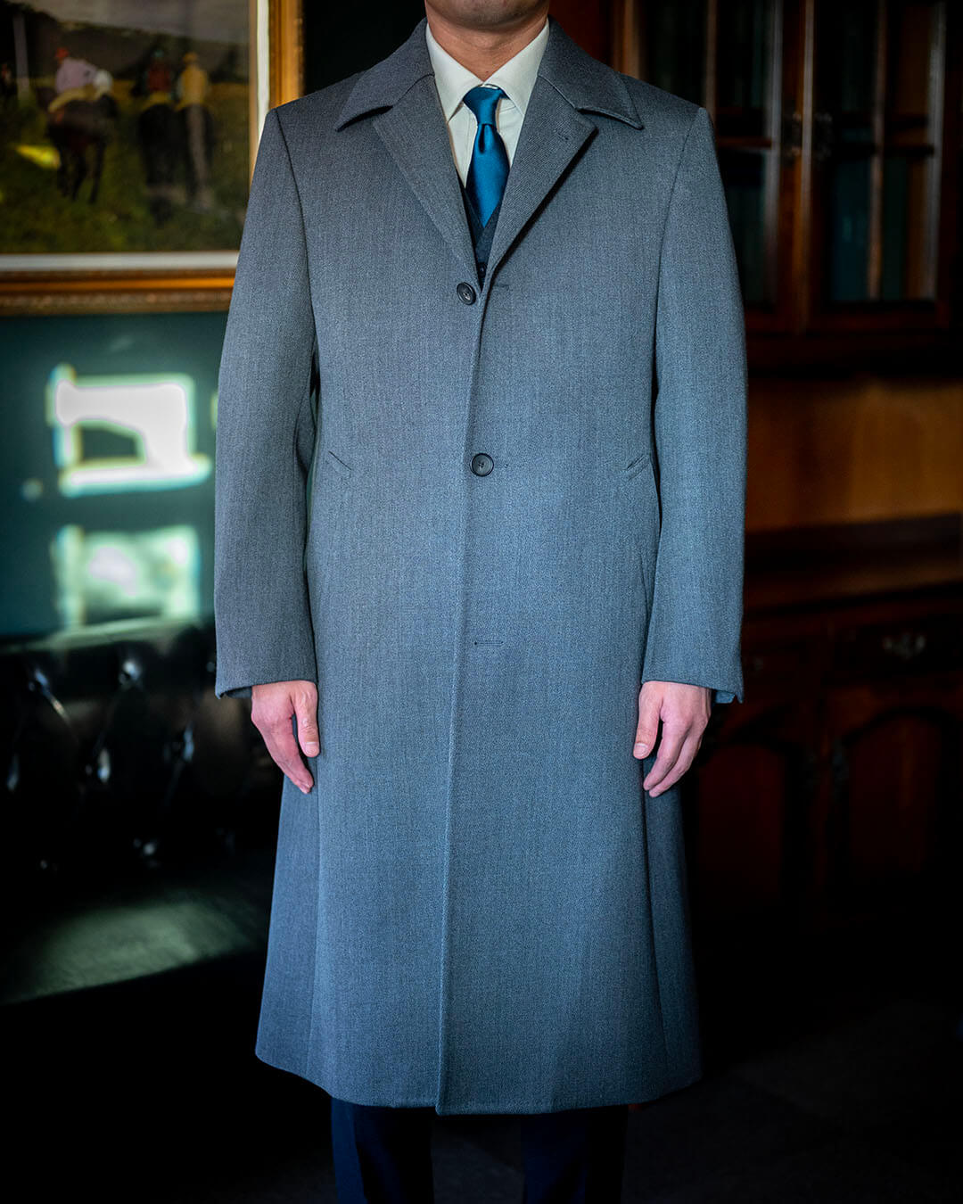 【T様冬の装い】英国フランネルスーツとキャバリーツイルバルカラーコート