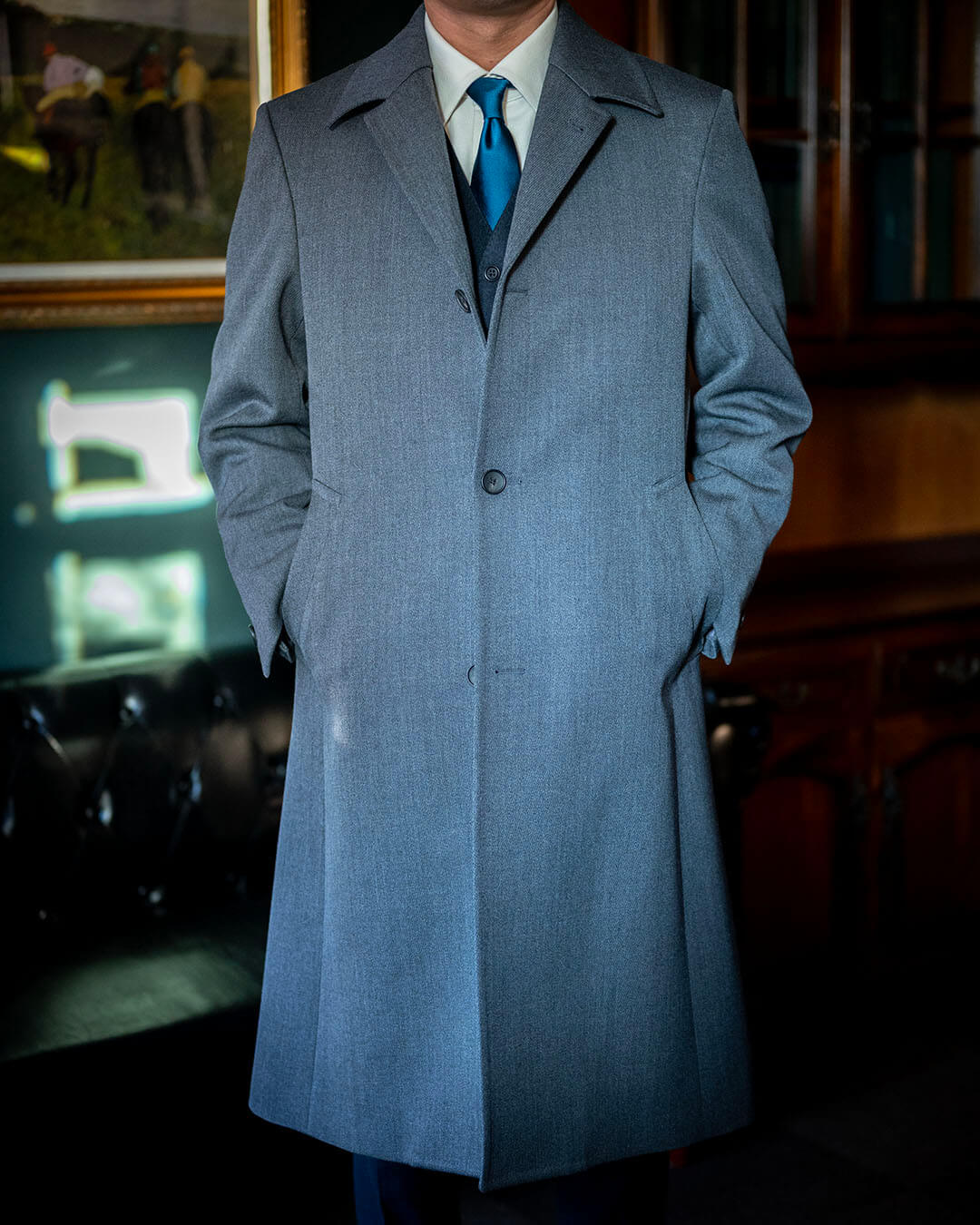 【T様冬の装い】英国フランネルスーツとキャバリーツイルバルカラーコート