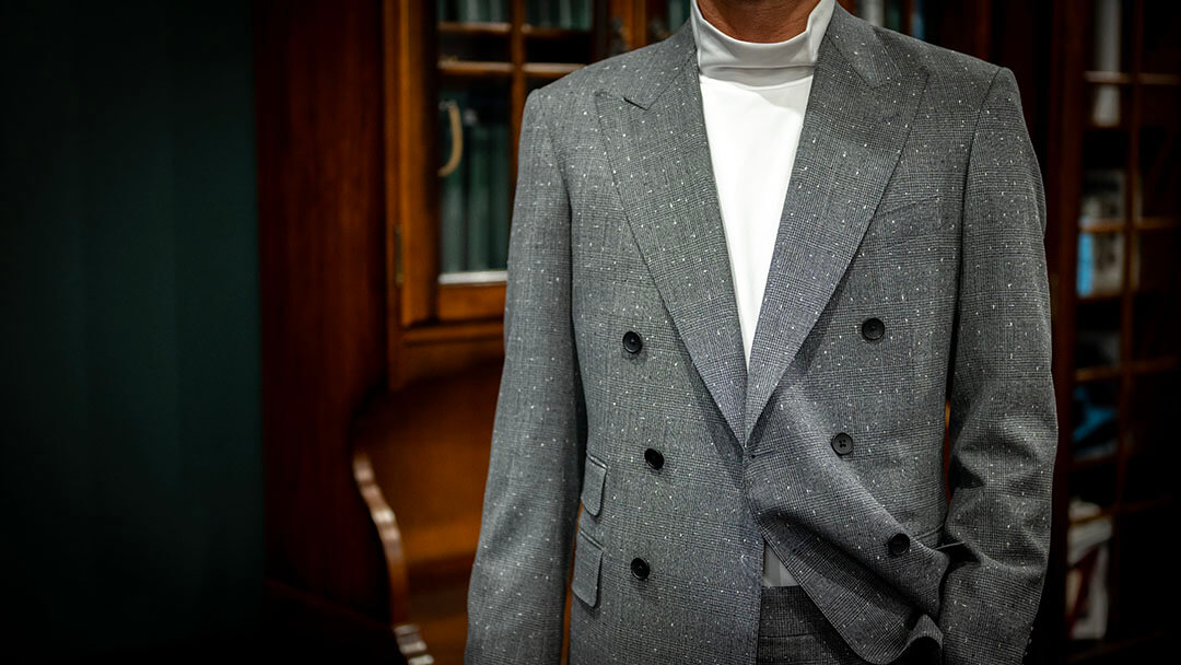 【姫路市のS様】ネップの効いたグレンチェック生地のオーダースーツ