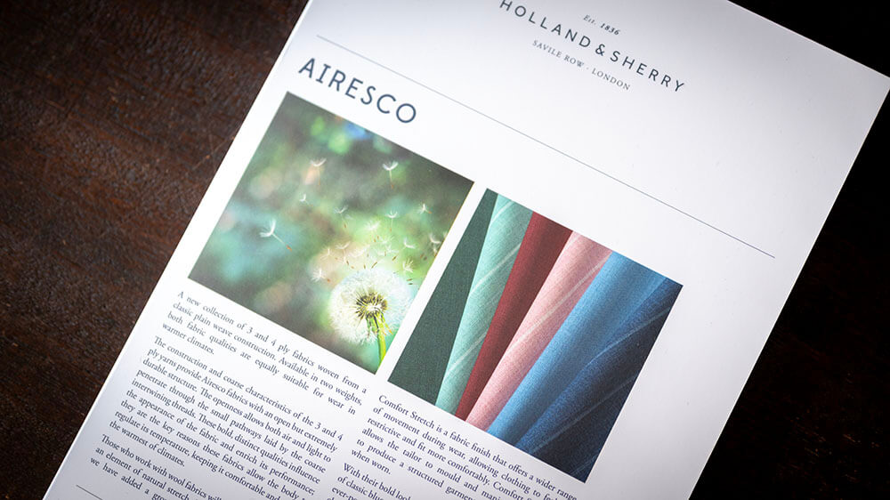 【春夏生地】HOLLAND & SHERRY “AIRESCO (エアレスコ)” と英国、日本製のフレスコ素材が新たにEGRETまで到着しました。